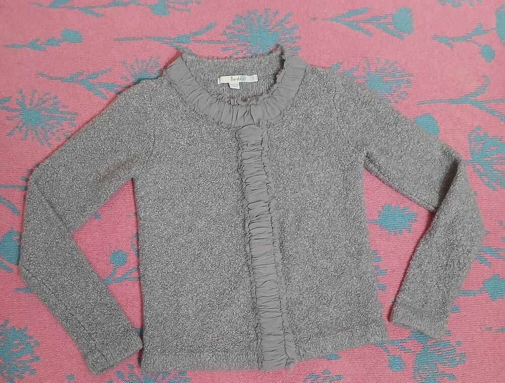 Boden womens xsmall gray sweater jacket wool cotton gray Boucle
